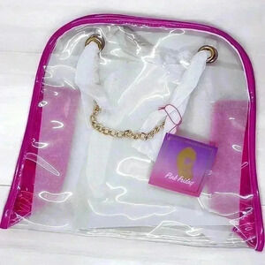 NICKI MINAJ Tote Bag Clear Vinyl Gold Chain Shoulder Strap Pink Friday RARE NWT